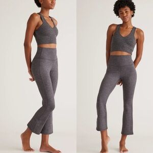 Quince S Pull On Ultra-Soft Cropped Bootcut Pants Yoga Pilates Heather Charcoal